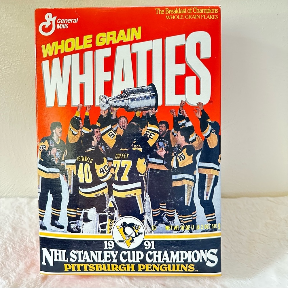 1991 NHL Pittsburgh Penguins Stanley Cup Champions Wheaties Cereal Box